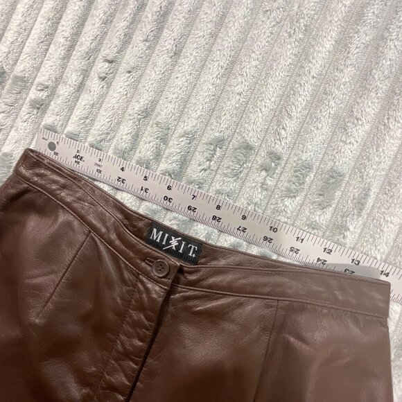Mixit VTG Y2K Leather Pants Womens 8 Soft‎ High Rise Streetwear Chocolate Brown - Picture 4 of 8